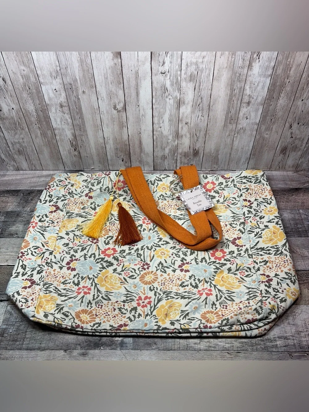 Laura Ashley Floral Canvas Reusable Tote Bag